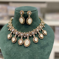 Hira Collections Grand Polki Kundan Stone And Austrian Stone Necklace Set