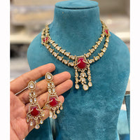 Hira Collections Grand Polki Kundan Stone And Austrian Stone Necklace Set