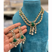 Hira Collections Grand Polki Kundan Stone And Austrian Stone Necklace Set