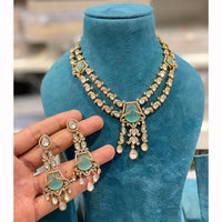 Hira Collections Grand Polki Kundan Stone And Austrian Stone Necklace Set