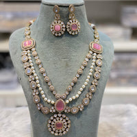 Hira Collections Grand Polki Kundan Pearl And Austrian Stone Necklace Set