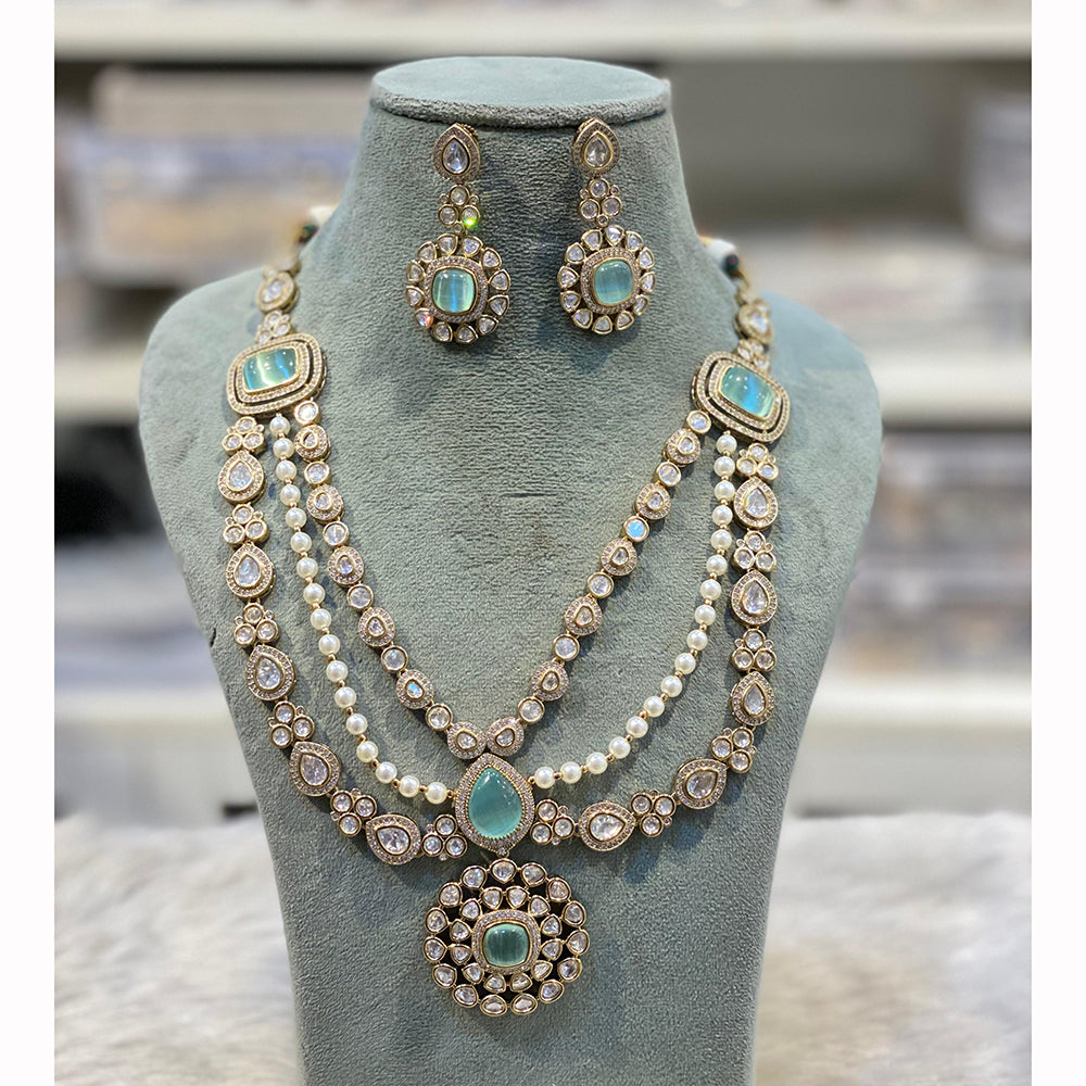 Hira Collections Grand Polki Kundan Pearl And Austrian Stone Necklace Set