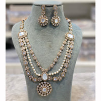 Hira Collections Grand Polki Kundan Pearl And Austrian Stone Necklace Set