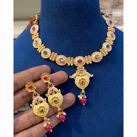 Hira Collections Heritage Pota Stone And Meenakari Necklace Set