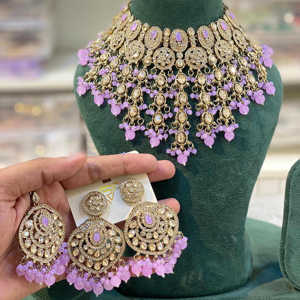 Hira Collection Sparkling Crystal And Beaded Elegance Necklace Set