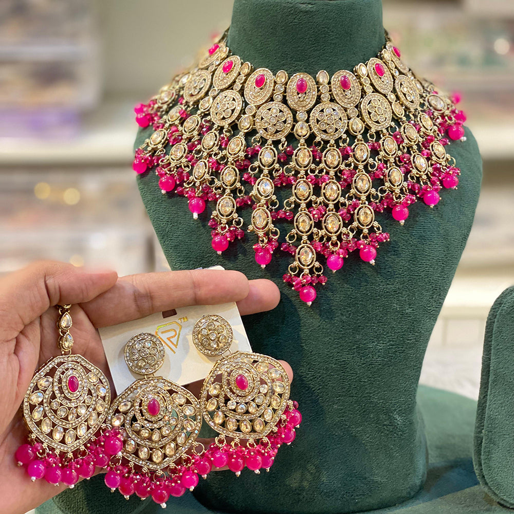 Hira Collection Sparkling Crystal And Beaded Elegance Necklace Set