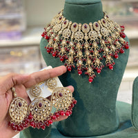 Hira Collection Sparkling Crystal And Beaded Elegance Necklace Set