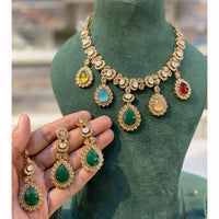 Hira Collection Sparkling Crystal And Beaded Elegance Necklace Set