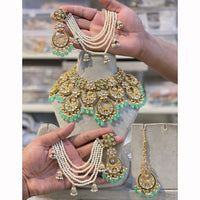 Hira Collection Sparkling Kunda And Pearl Elegance Necklace Set