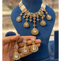 Hira Collection Sparkling Crystal And  Pearl Elegance Necklace Set