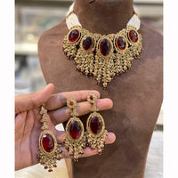 Hira Collection Sparkling Crystal And  Pearl Elegance Necklace Set