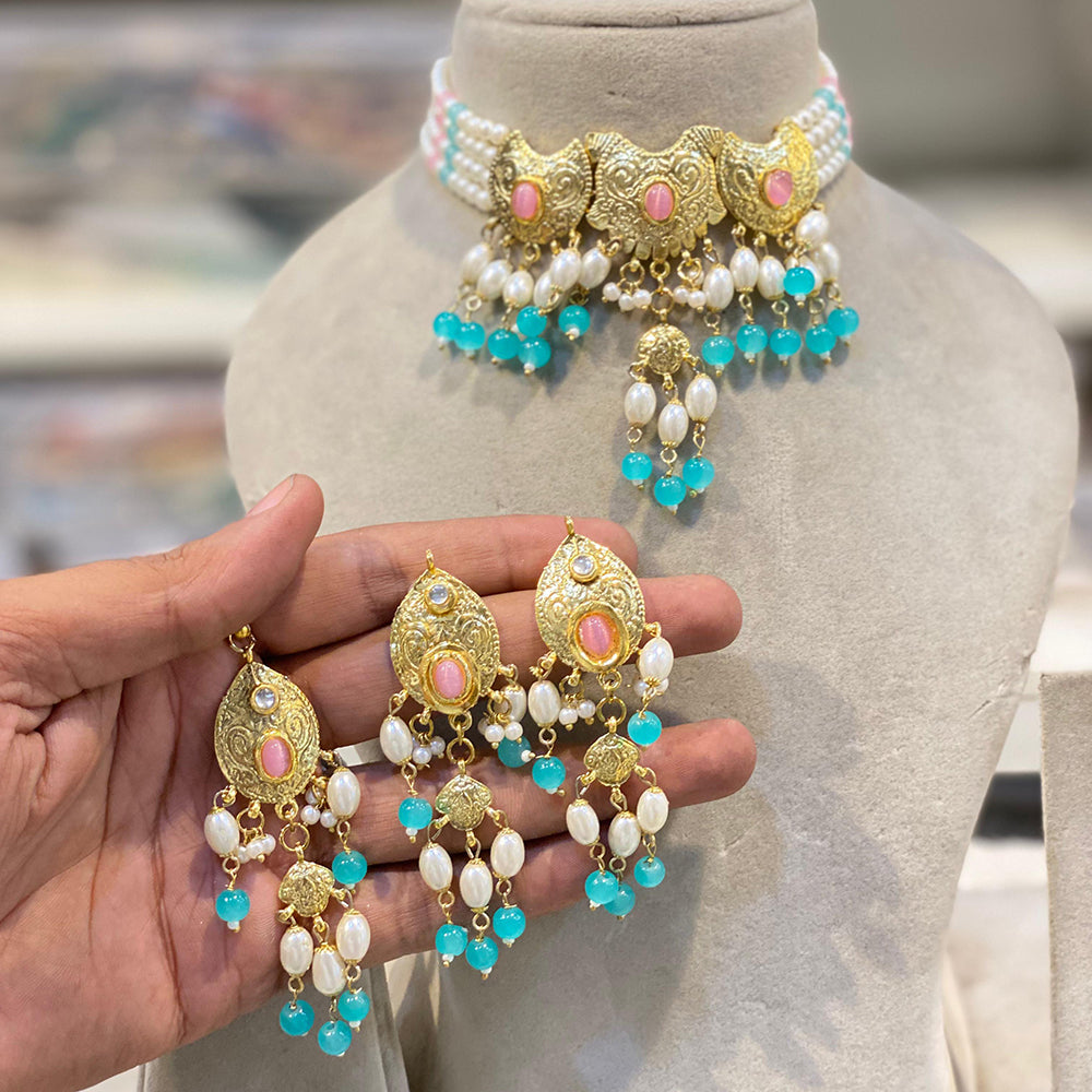 Hira Collection  Pearl Beauty And Beadwork Necklace Set