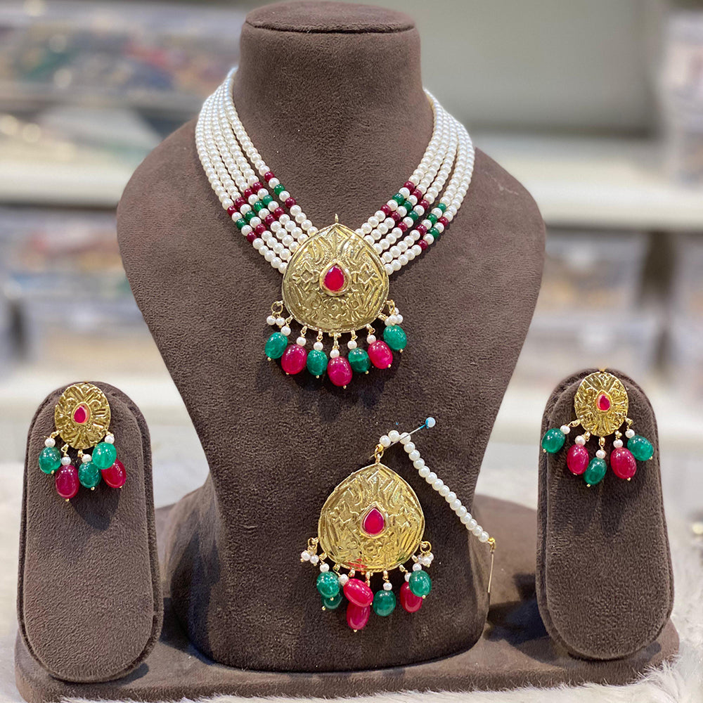 Hira Collection  Pearl Beauty And Beadwork Necklace Set