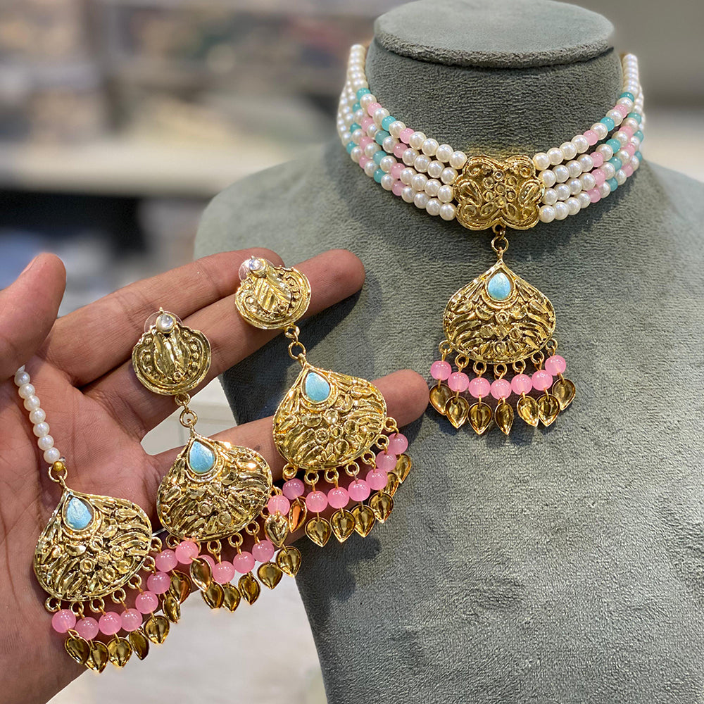 Hira Collection  Pearl Beauty And Beadwork Necklace Set