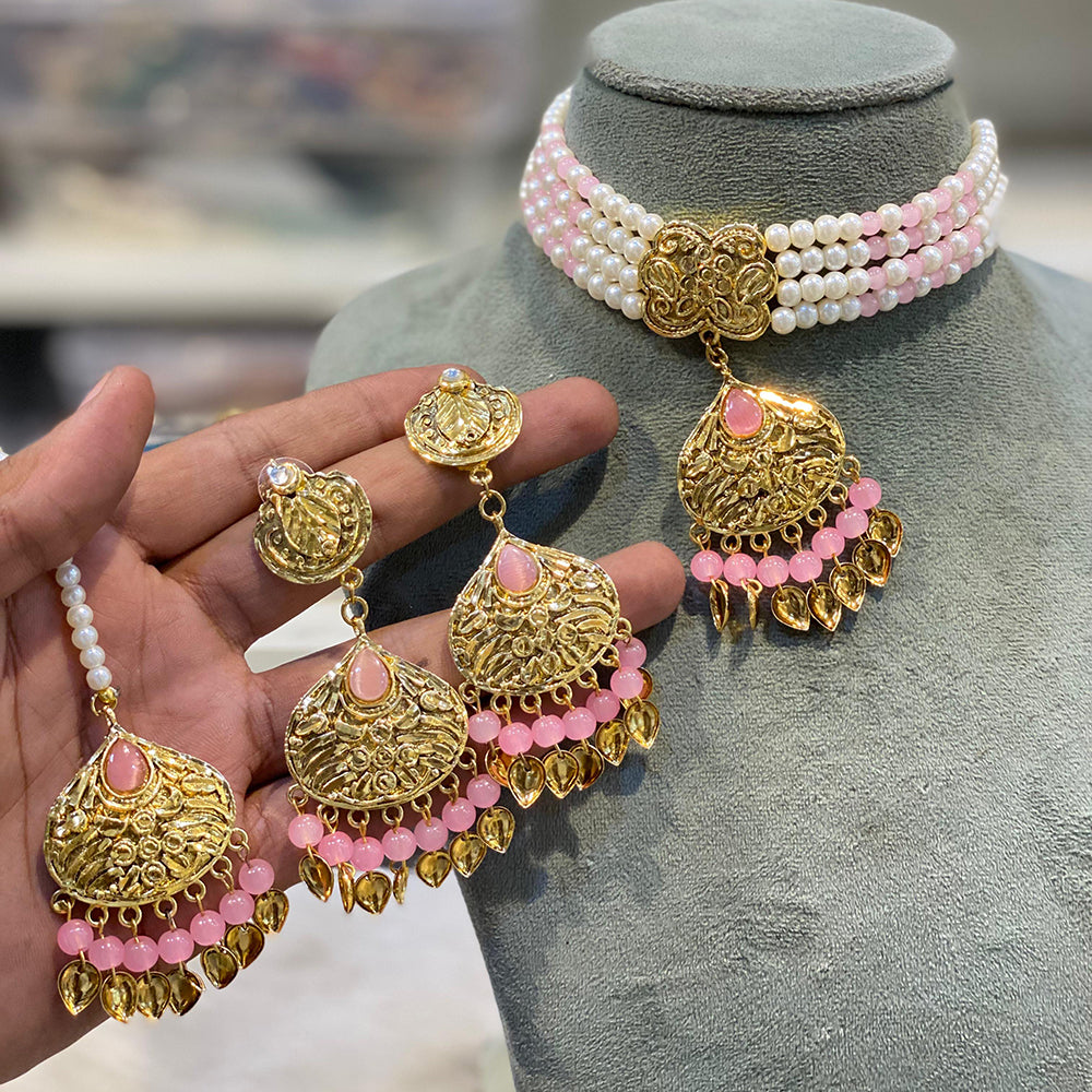 Hira Collection  Pearl Beauty And Beadwork Necklace Set