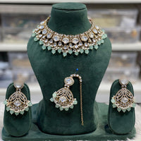 Hira Collections Designer Kundan Stone Pearl And Beads Choker Necklace Set