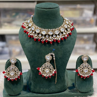 Hira Collections Designer Kundan Stone Pearl And Beads Choker Necklace Set