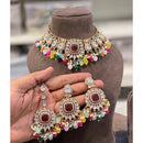 Hira Collections Premium Crystal Stone Pearl And Beads Choker Necklace Set