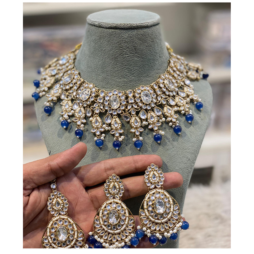 Hira Collections Designer Kundan Stone Pearl And Beads Choker Necklace Set