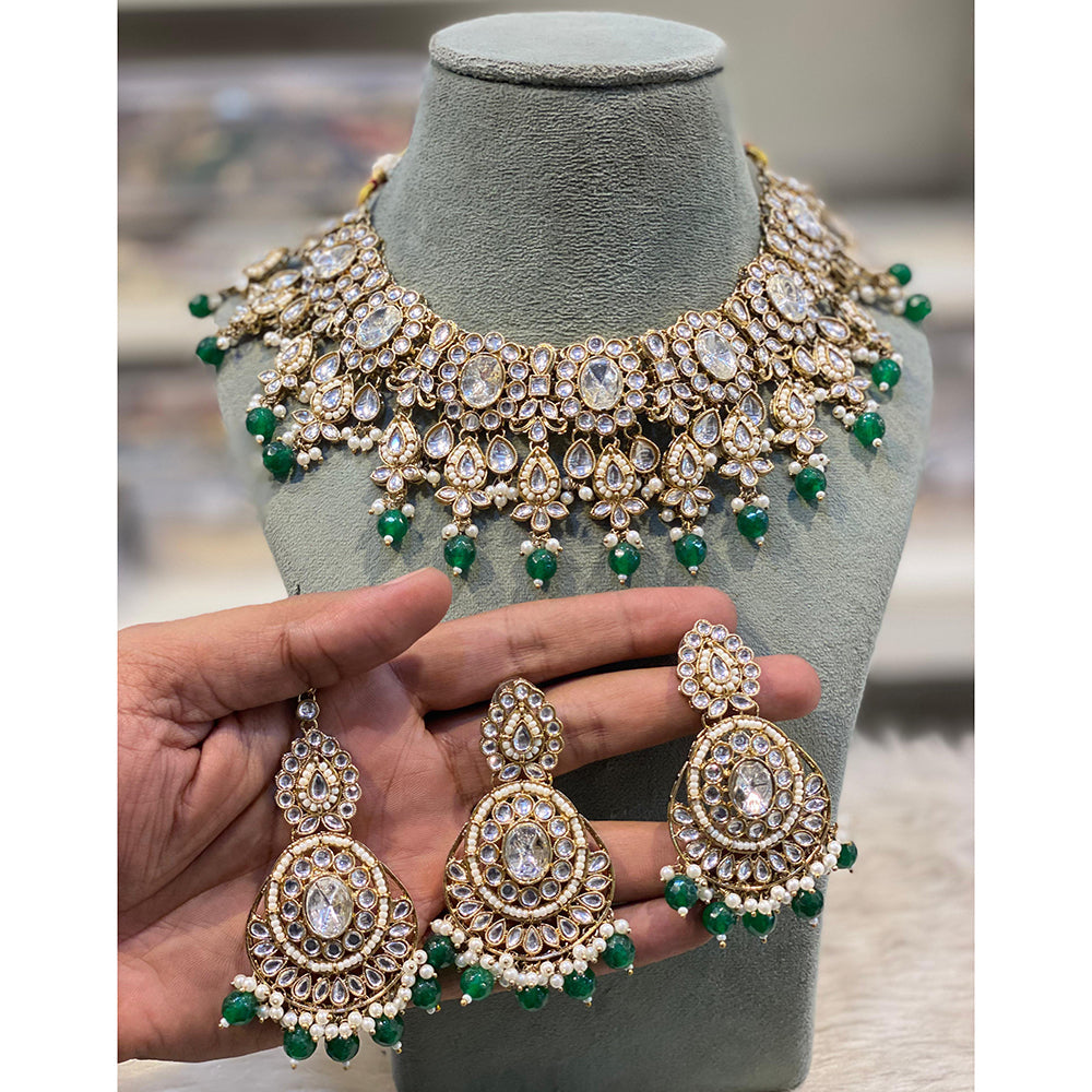 Hira Collections Designer Kundan Stone Pearl And Beads Choker Necklace Set