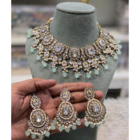 Hira Collections Designer Kundan Stone Pearl And Beads Choker Necklace Set