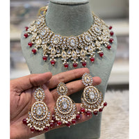 Hira Collections Designer Kundan Stone Pearl And Beads Choker Necklace Set