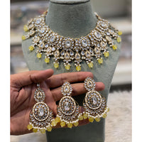 Hira Collections Designer Kundan Stone Pearl And Beads Choker Necklace Set