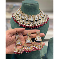 Hira Collections Designer Kundan Stone Pearl And Beads Choker Necklace Set