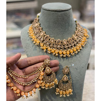 Hira Collections Premium Crystal Stone Pearl And Beads Choker Necklace Set