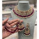 Hira Collections Premium Crystal Stone Pearl And Beads Choker Necklace Set