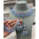 Hira Collections Premium Crystal Stone Pearl And Beads Choker Necklace Set