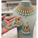 Hira Collections Premium Crystal Stone Pearl And Beads Choker Necklace Set