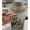 Hira Collections Premium Crystal Stone Pearl And Beads Choker Necklace Set