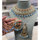 Hira Collections Premium Crystal Stone Pearl And Beads Choker Necklace Set