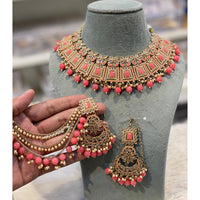 Hira Collections Premium Crystal Stone Pearl And Beads Choker Necklace Set