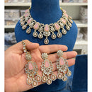 Hira Collection Kundan And Crystal Stone Elegance Necklace Set With Maang Tikka