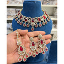Hira Collection Kundan And Crystal Stone Elegance Necklace Set With Maang Tikka