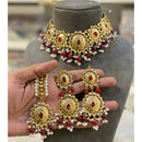 Hira Collection Crystal Stone And Beads Necklace Set With Maang Tikka
