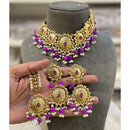 Hira Collection Crystal Stone And Beads Necklace Set With Maang Tikka
