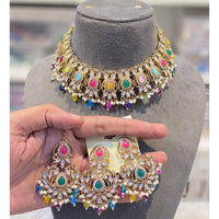 Hira Collection Crystal And Austrian Stone Necklace Set With Maang Tikka