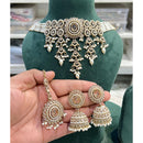 Hira Collection Crystal And Pearl Necklace Set With Maang Tikka