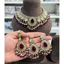 Hira Collection Crystal And Beads Necklace Set With Maang Tikka
