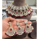 Hira Collection Crystal And Beads Necklace Set With Maang Tikka