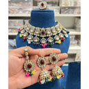Hira Collection Crystal And Austrian Ston Necklace Set With Maang Tikka