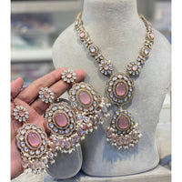 Hira Collection Crystal Stone And Beads Necklace Set With Maang Tikka