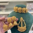 Hira Collection Gold Plated Earrings With Maang Tikka And Pasa