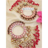 Hira Collections Gold Plated Meenakari And Beads Latkan Bangles Set