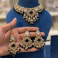 Hira Collection Crystal And Austrian Stone Necklace Set With Maang Tikka