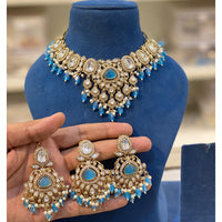Hira Collection Crystal And Austrian Stone Necklace Set With Maang Tikka