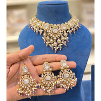 Hira Collection Crystal And Austrian Stone Necklace Set With Maang Tikka